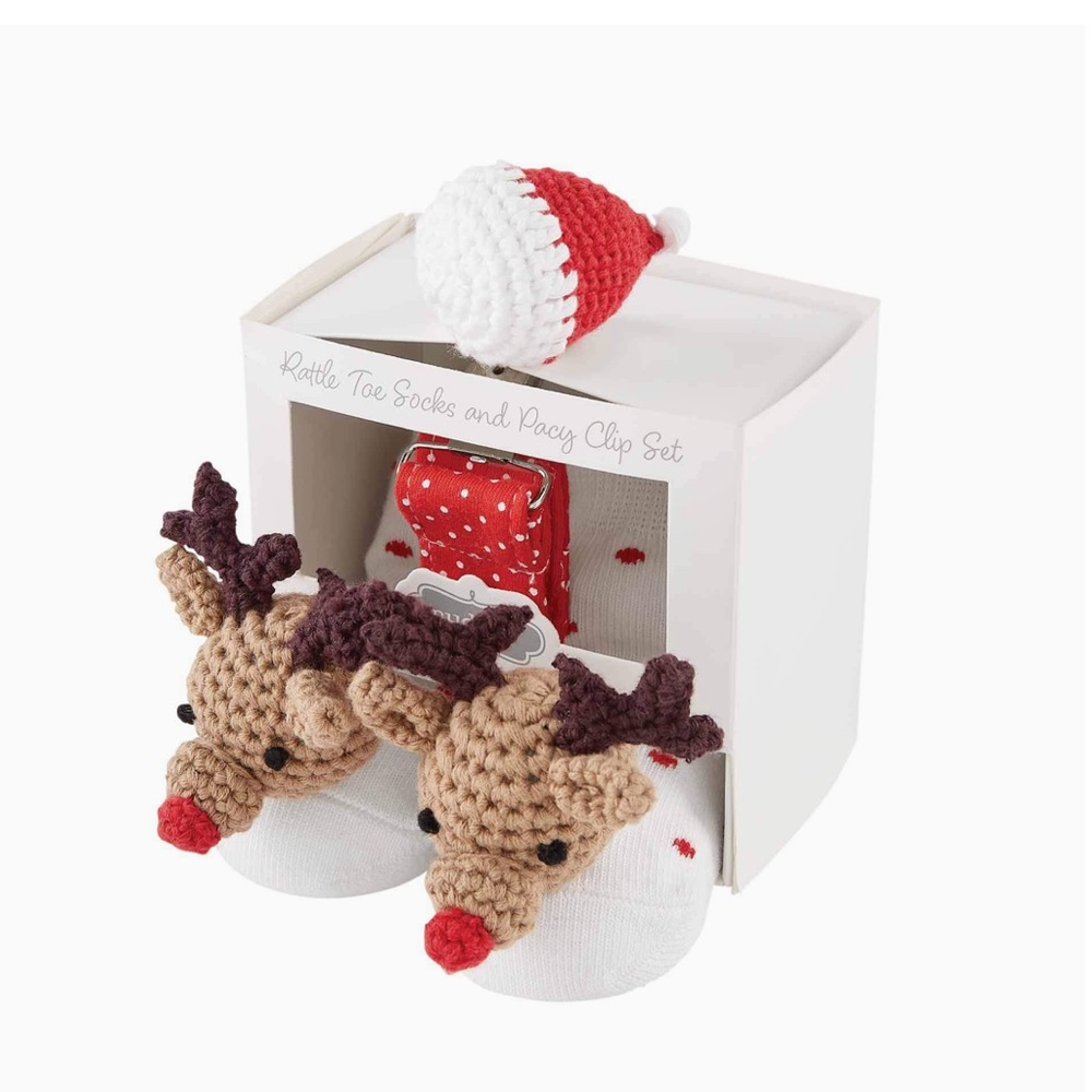 Mud Pie Reindeer Socks and Pacy Clip Set